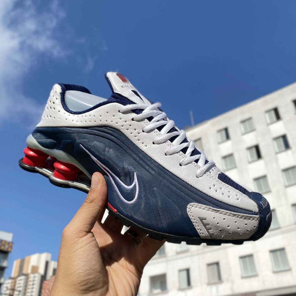 Shox R4 Azul/Branco/Vermelho
